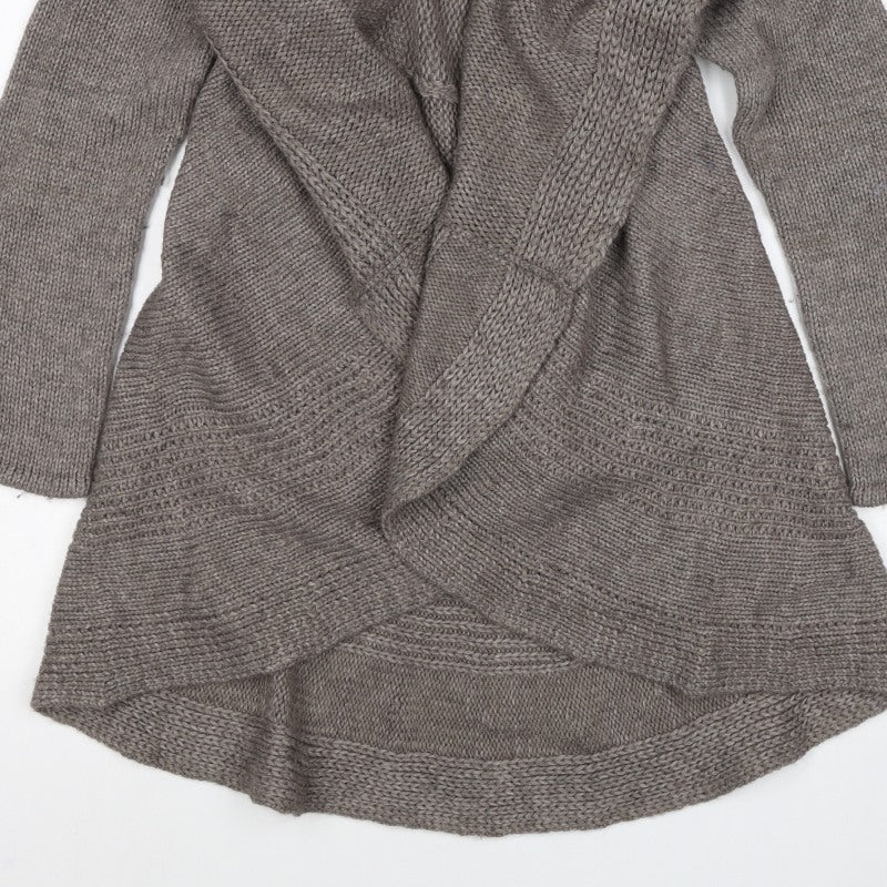 Marks & Spencer Women Grey UK 12 Alpaca Blend Chunky Knit Wrap Cardigan
