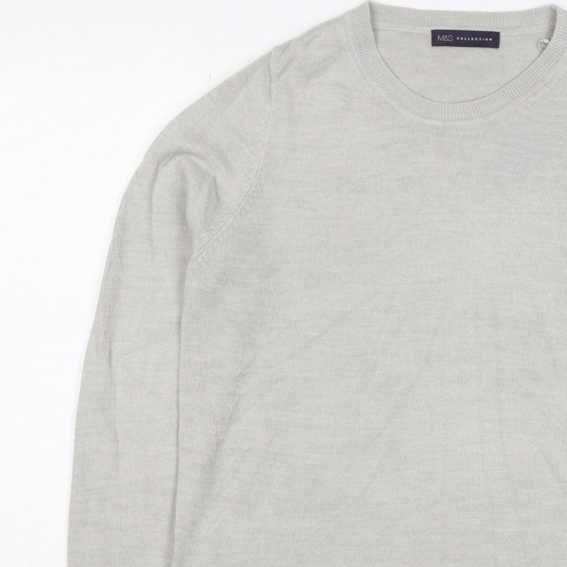 Marks & Spencer Women Grey UK 14 100% Cashmere Crew Neck Jumper