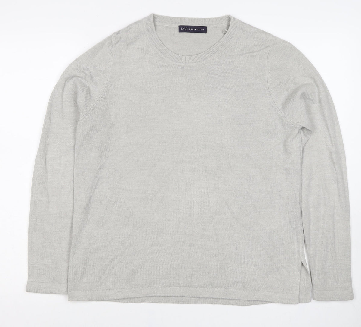 Marks & Spencer Women Grey UK 14 100% Cashmere Crew Neck Jumper