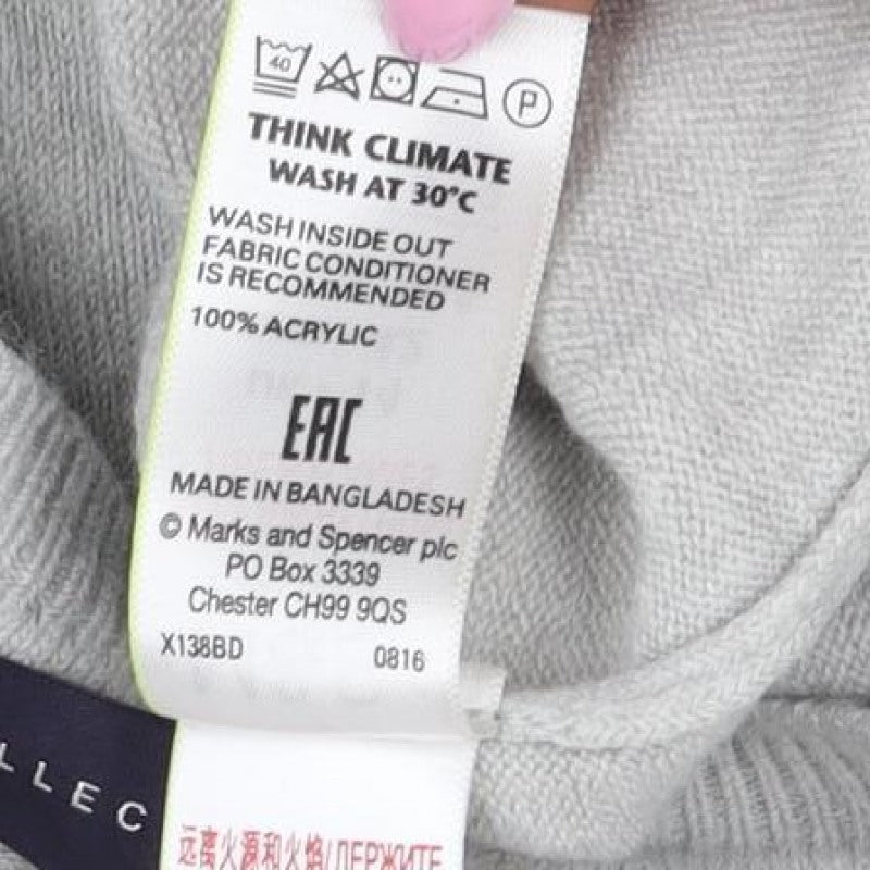 Marks & Spencer Women Grey UK 14 100% Cashmere Crew Neck Jumper