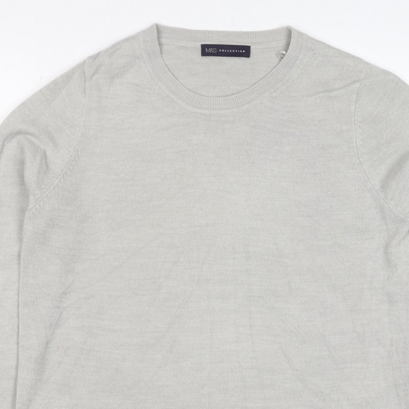 Marks & Spencer Women Grey UK 14 100% Cashmere Crew Neck Jumper