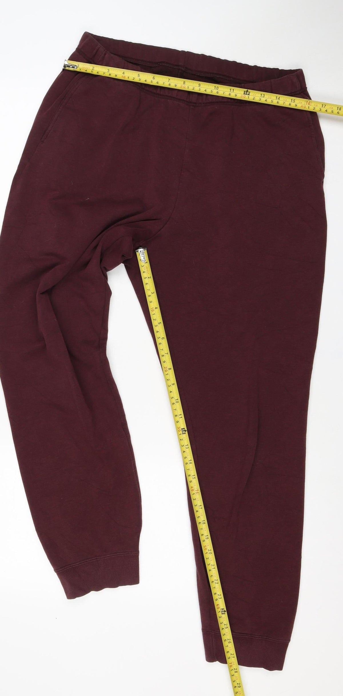 UNIQLO Men Red L Jogger Sweatpants Elastic Waist Cotton