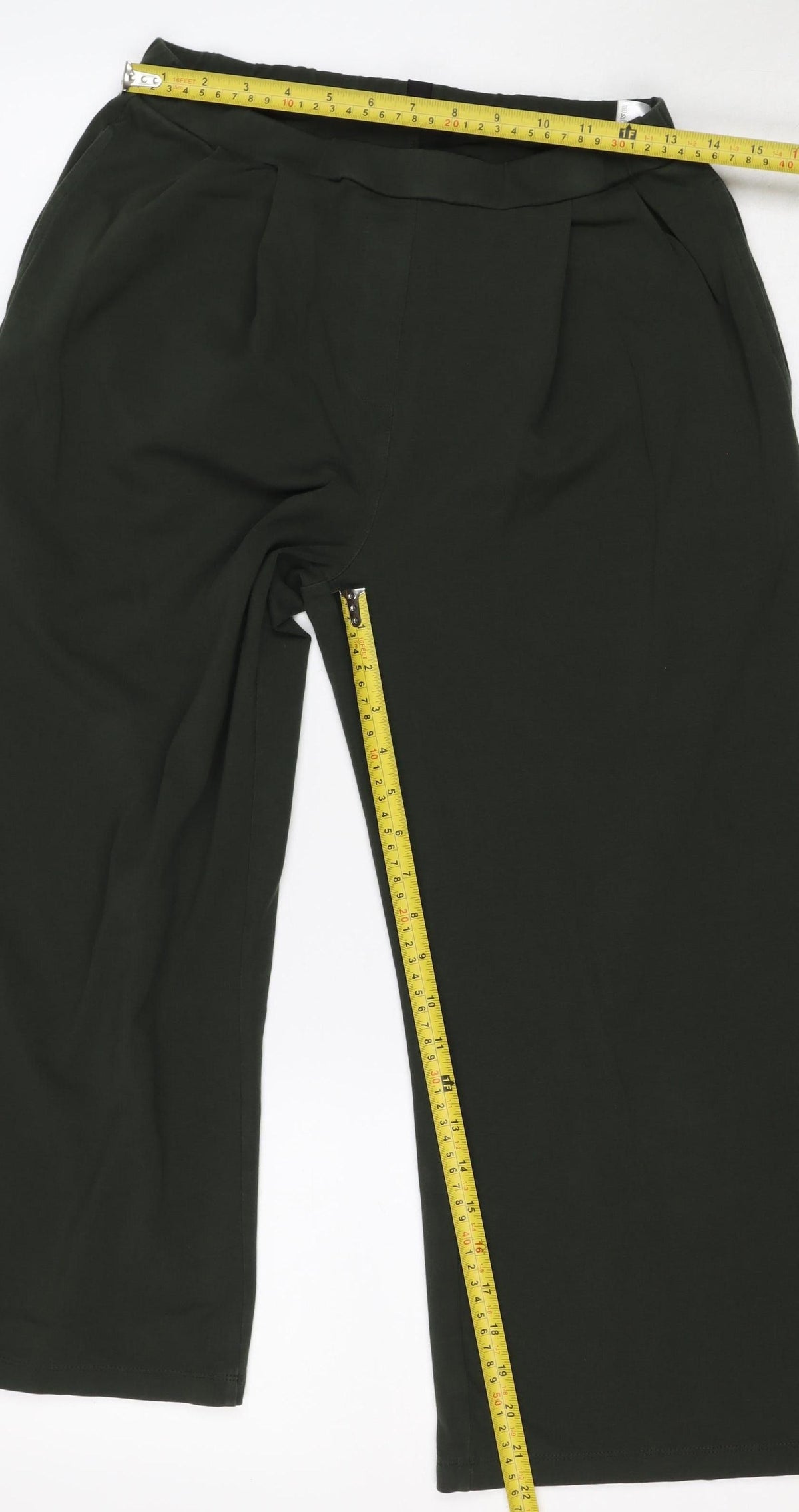 Saint + Sofia Women’s Green UK 10 Wide-Leg Stretch Trousers