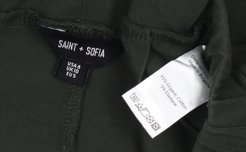 Saint + Sofia Women’s Green UK 10 Wide-Leg Stretch Trousers