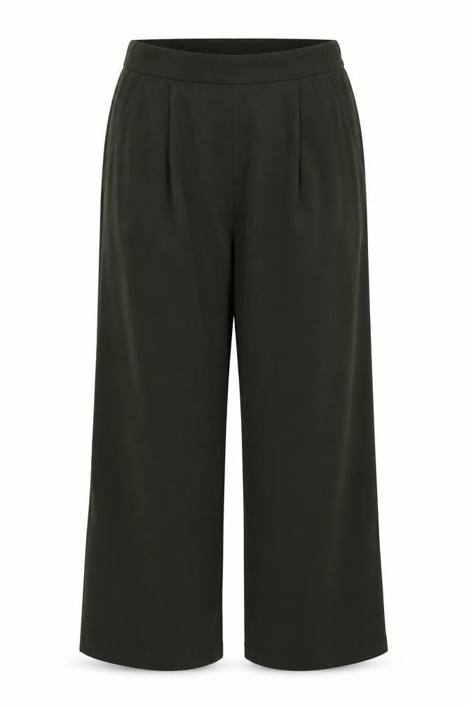 Saint + Sofia Women’s Green UK 10 Wide-Leg Stretch Trousers