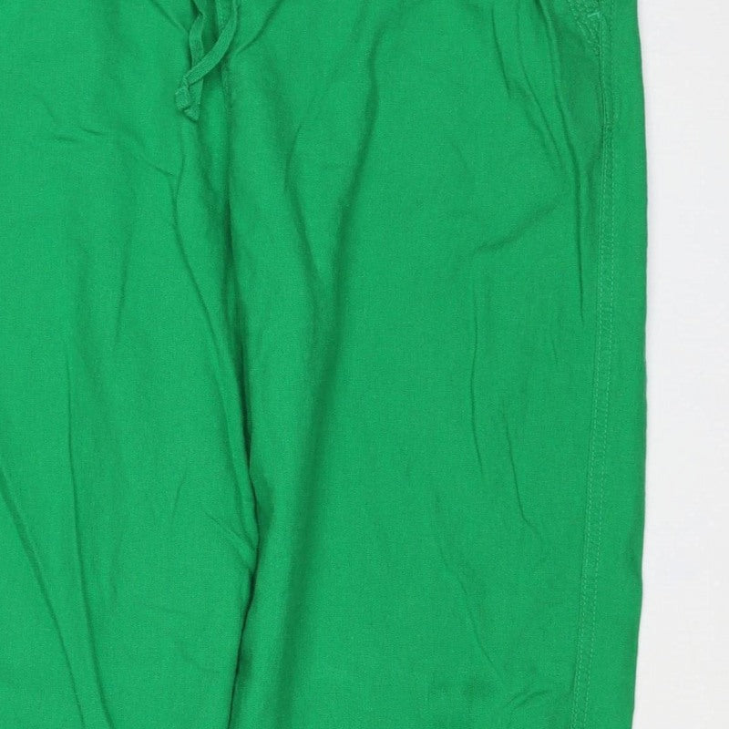 Marks & Spencer Women Green Size 16 Relaxed Wide Leg Drawstring Trousers