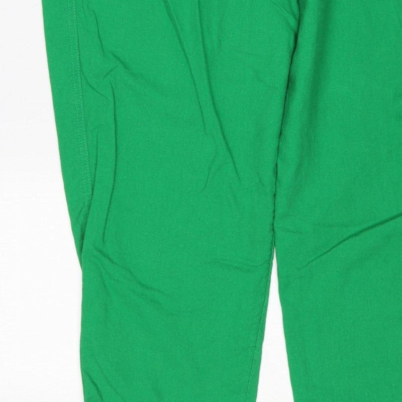 Marks & Spencer Women Green Size 16 Relaxed Wide Leg Drawstring Trousers
