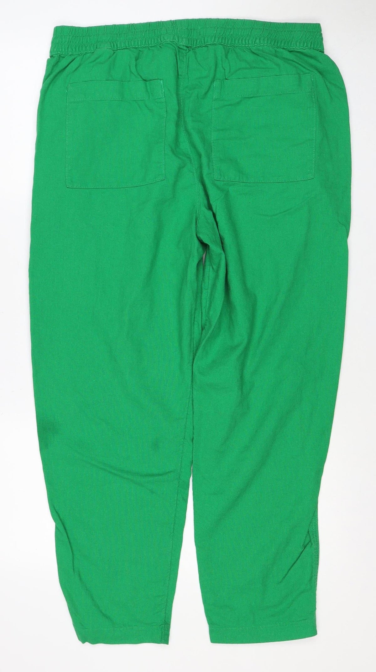 Marks & Spencer Women Green Size 16 Relaxed Wide Leg Drawstring Trousers