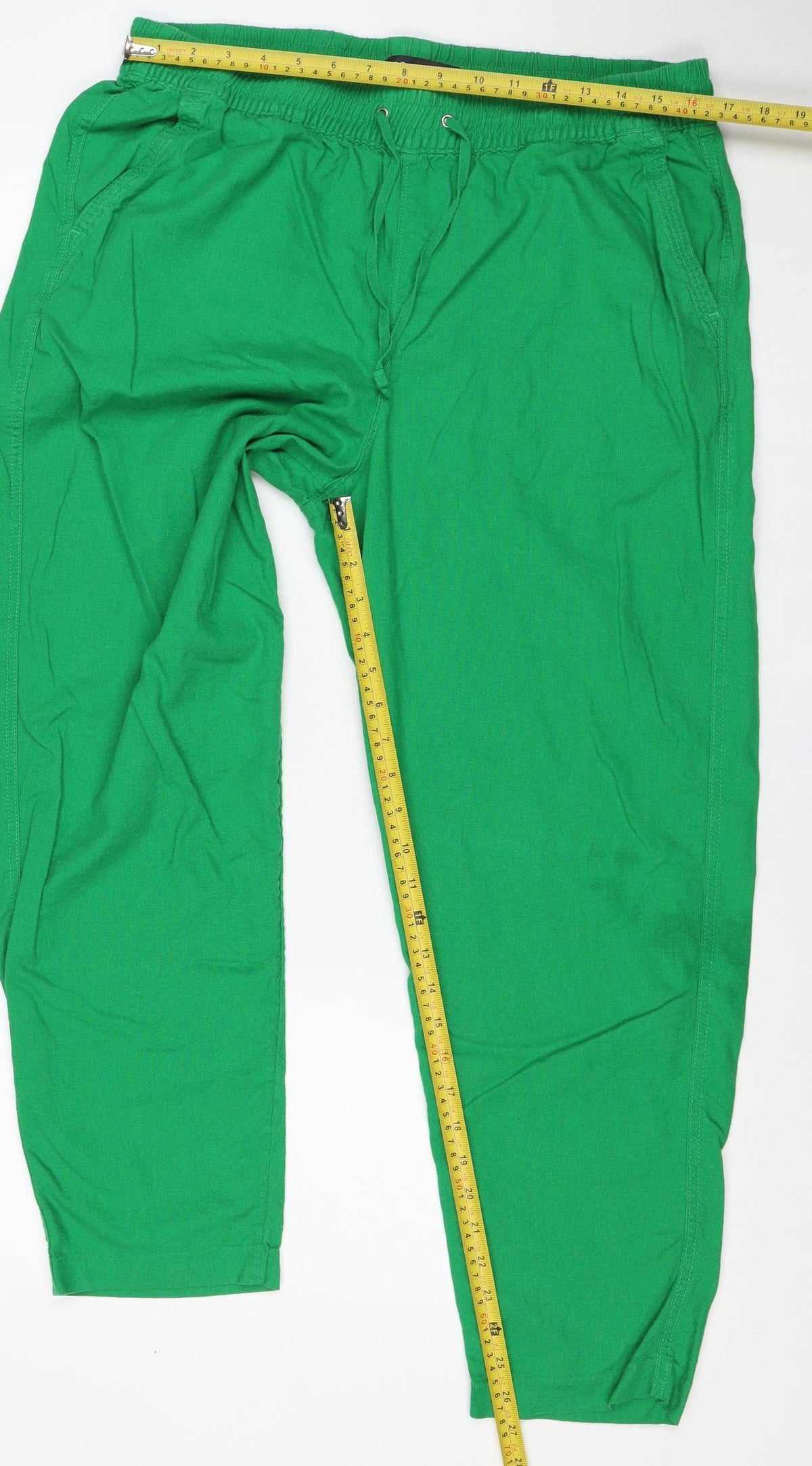 Marks & Spencer Women Green Size 16 Relaxed Wide Leg Drawstring Trousers