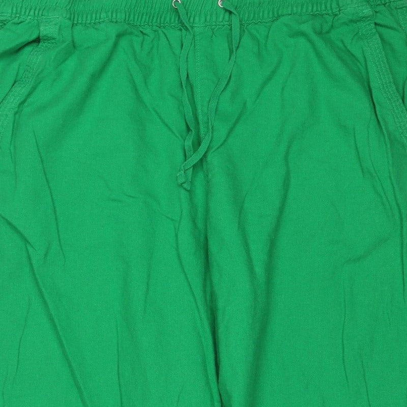 Marks & Spencer Women Green Size 16 Relaxed Wide Leg Drawstring Trousers