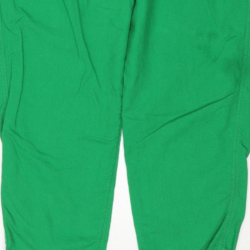 Marks & Spencer Women Green Size 16 Relaxed Wide Leg Drawstring Trousers