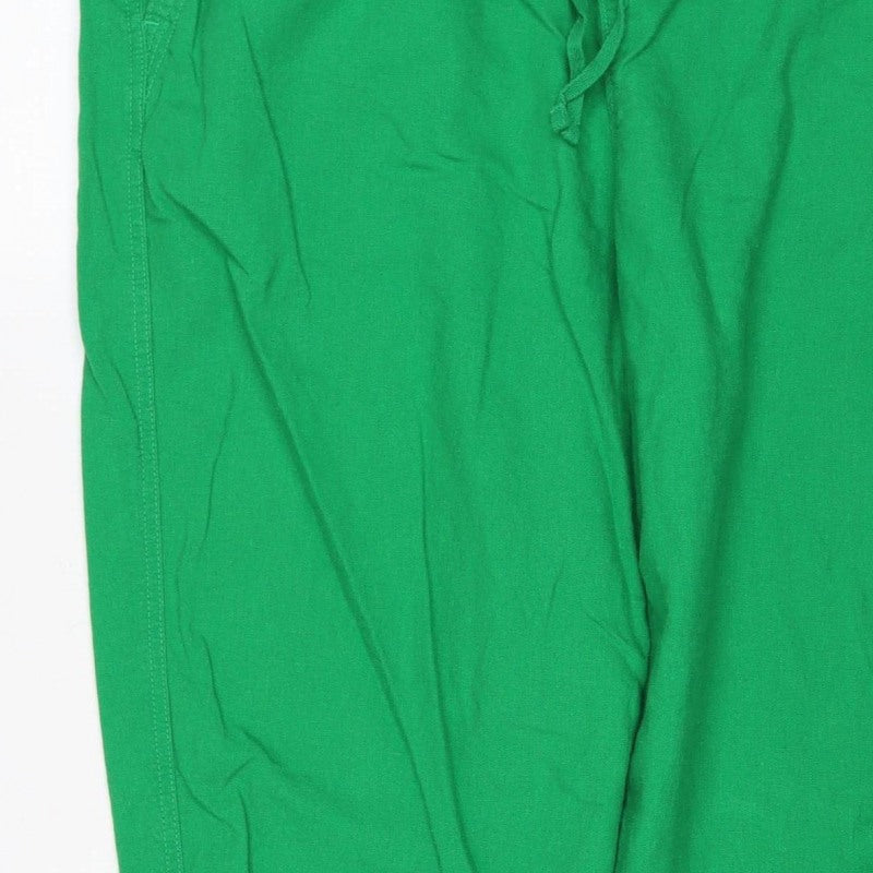 Marks & Spencer Women Green Size 16 Relaxed Wide Leg Drawstring Trousers
