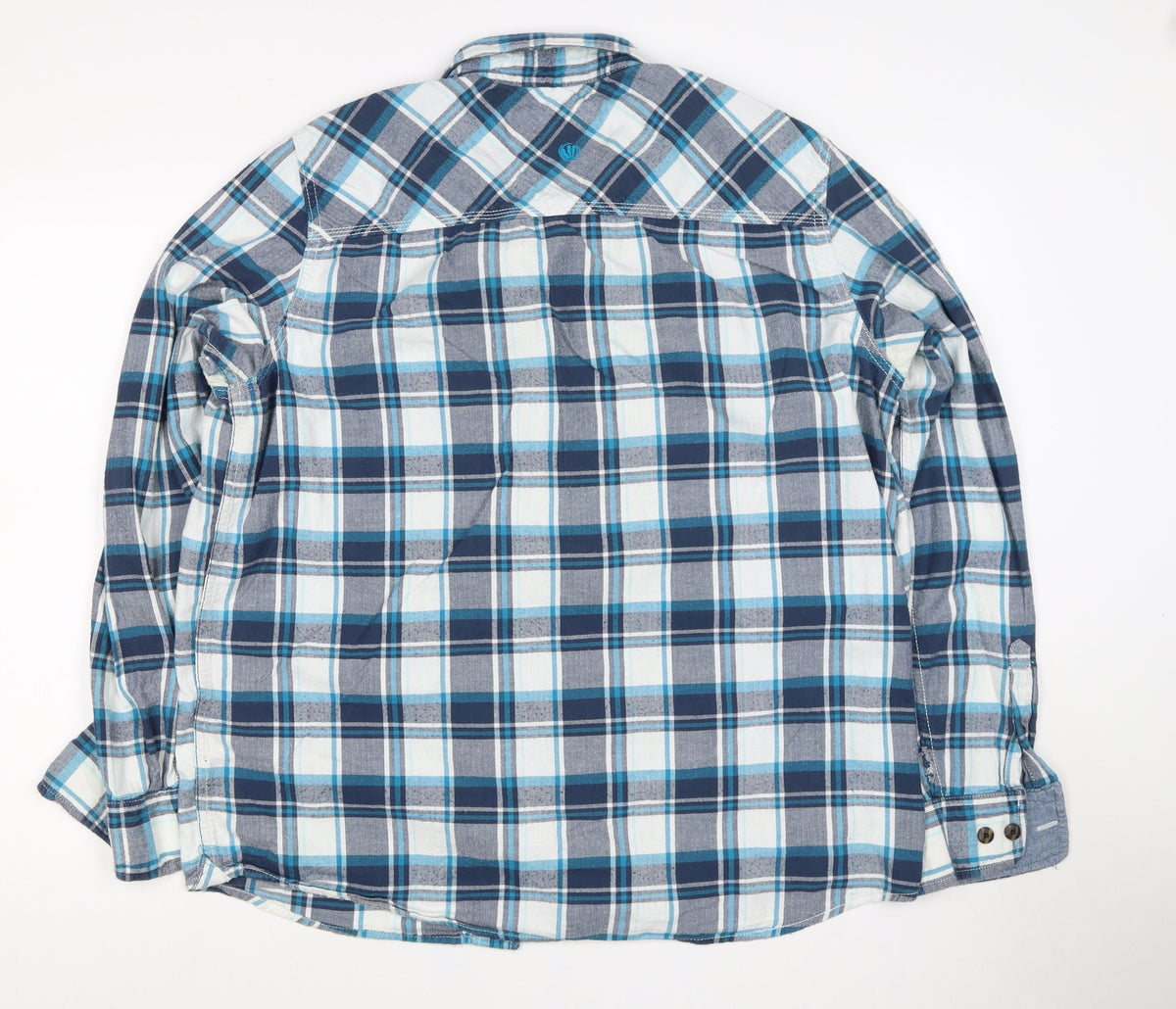 Fat Face Men's Blue Plaid Cotton Long Sleeve Button-Up Shirt XL