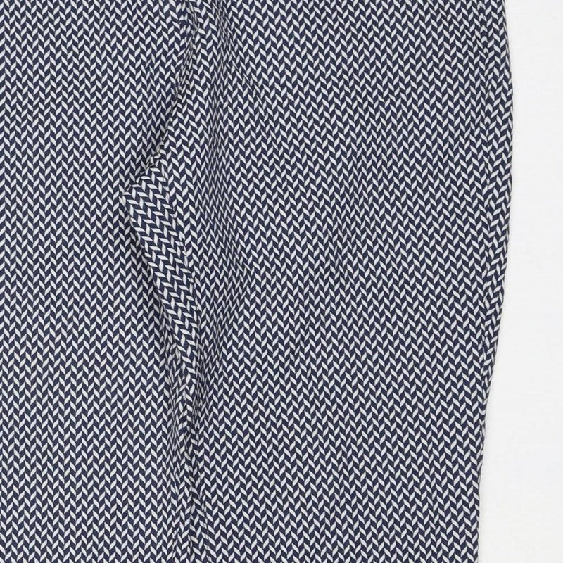 Next Women’s Blue Herringbone Straight Trousers UK 10 Regular