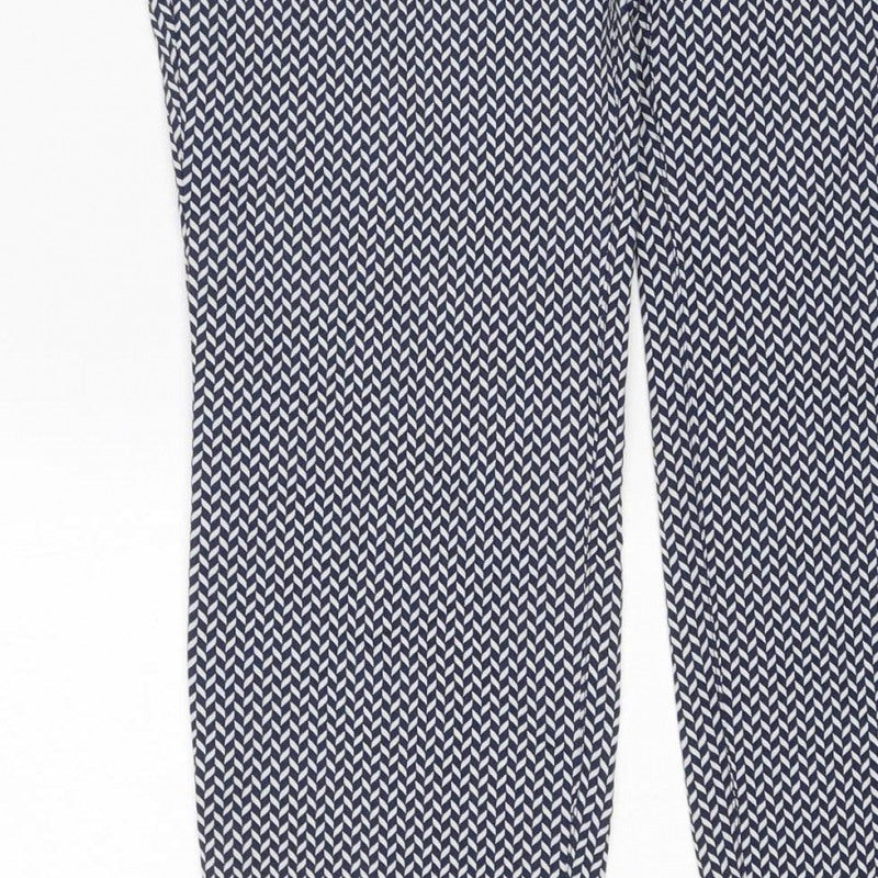 Next Women’s Blue Herringbone Straight Trousers UK 10 Regular