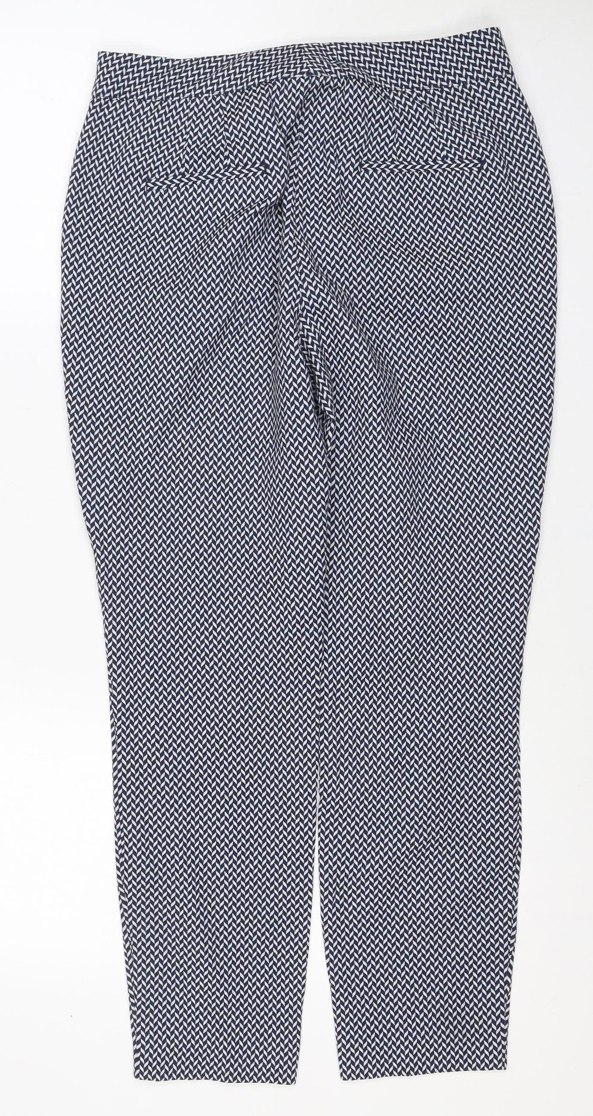 Next Women’s Blue Herringbone Straight Trousers UK 10 Regular