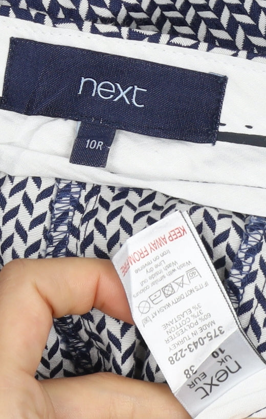 Next Women’s Blue Herringbone Straight Trousers UK 10 Regular
