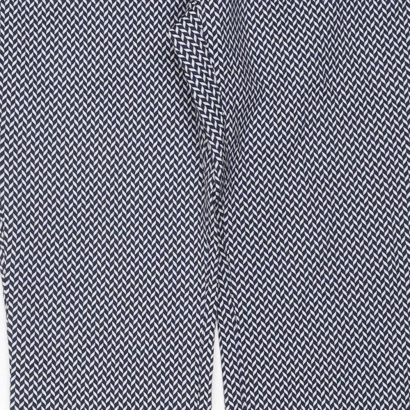 Next Women’s Blue Herringbone Straight Trousers UK 10 Regular