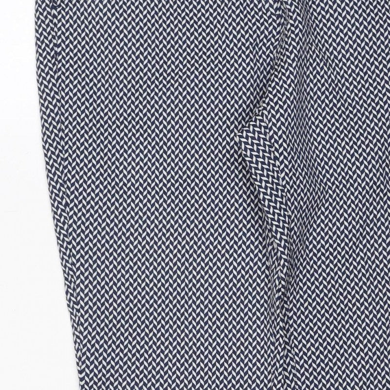 Next Women’s Blue Herringbone Straight Trousers UK 10 Regular