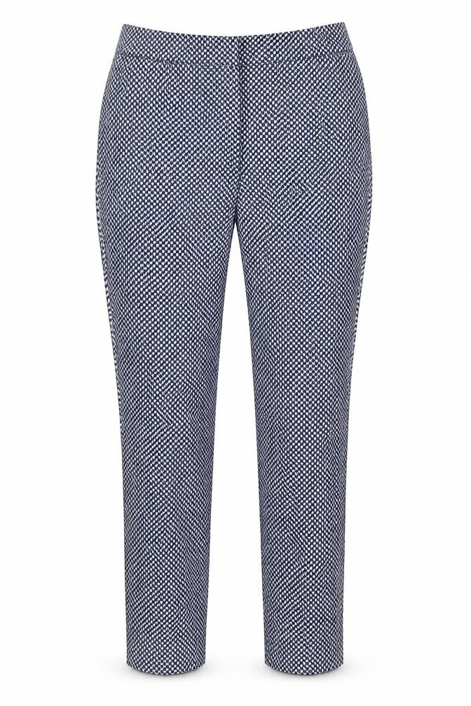 Next Women’s Blue Herringbone Straight Trousers UK 10 Regular