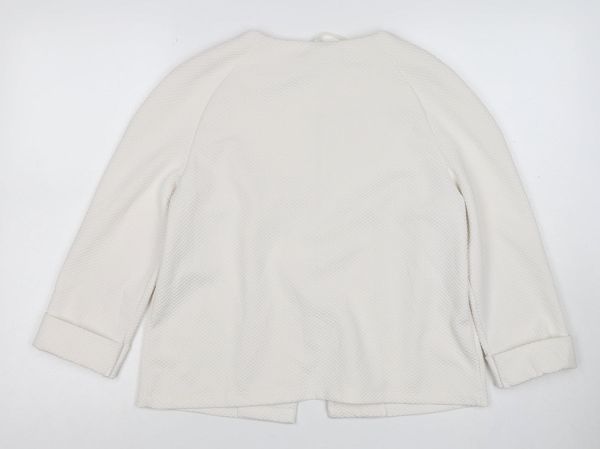 Marks and Spencer Women's Ivory UK 10 Textured Collarless Blazer Jacket