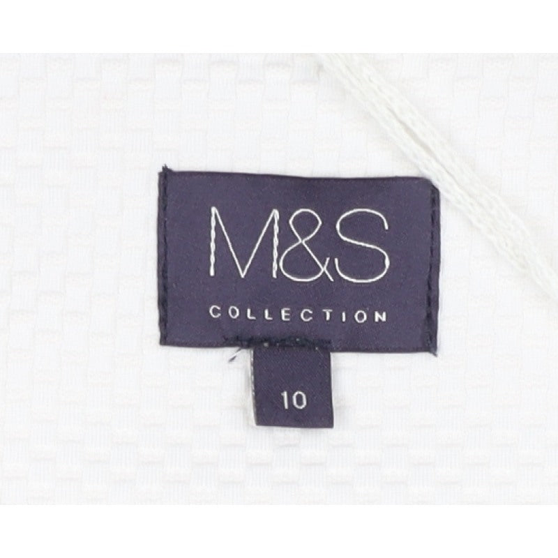 Marks and Spencer Women's Ivory UK 10 Textured Collarless Blazer Jacket