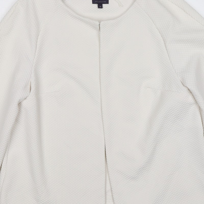 Marks and Spencer Women's Ivory UK 10 Textured Collarless Blazer Jacket