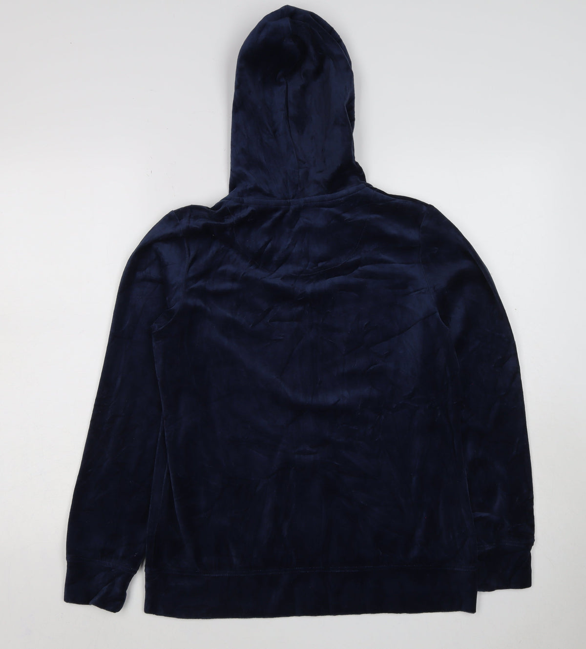 Mazine Women Navy Velour Full Zip Hooded Hoodie UK 12 Pockets