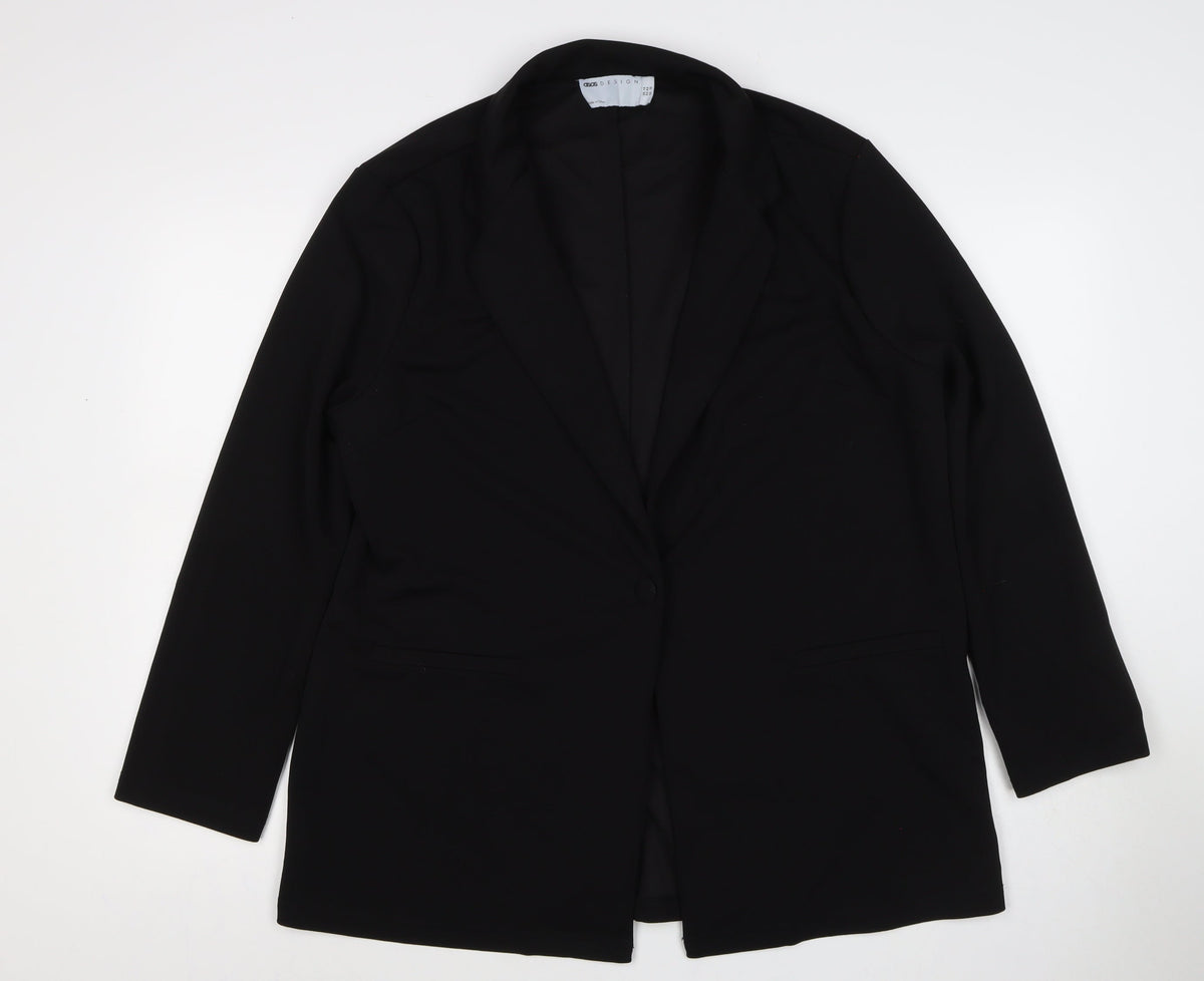 ASOS Design Women’s Black UK 14 Long Single-Breasted Blazer