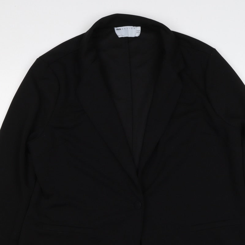 ASOS Design Women’s Black UK 14 Long Single-Breasted Blazer