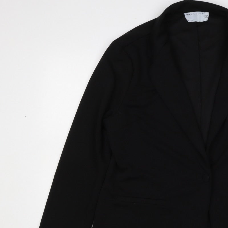 ASOS Design Women’s Black UK 14 Long Single-Breasted Blazer