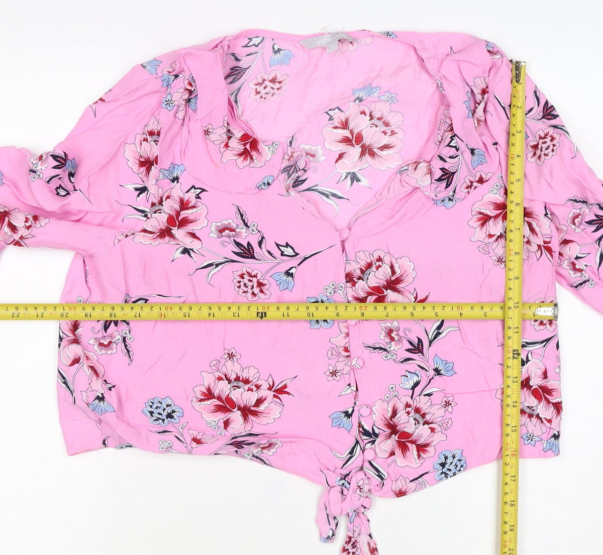 Red Herring Women’s Pink Floral Tie Front Blouse Size 16 Viscose