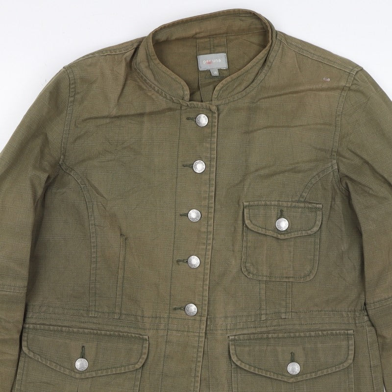 Per Una Women’s Green UK 14 Military Utility Button Jacket