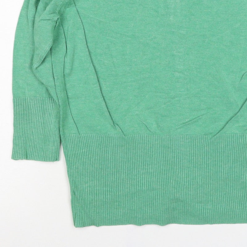 John Lewis Woman Green V-Neck Button Cardigan Size 16 Pockets