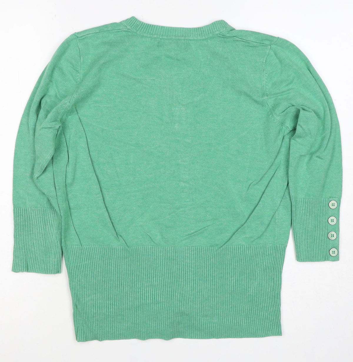 John Lewis Woman Green V-Neck Button Cardigan Size 16 Pockets