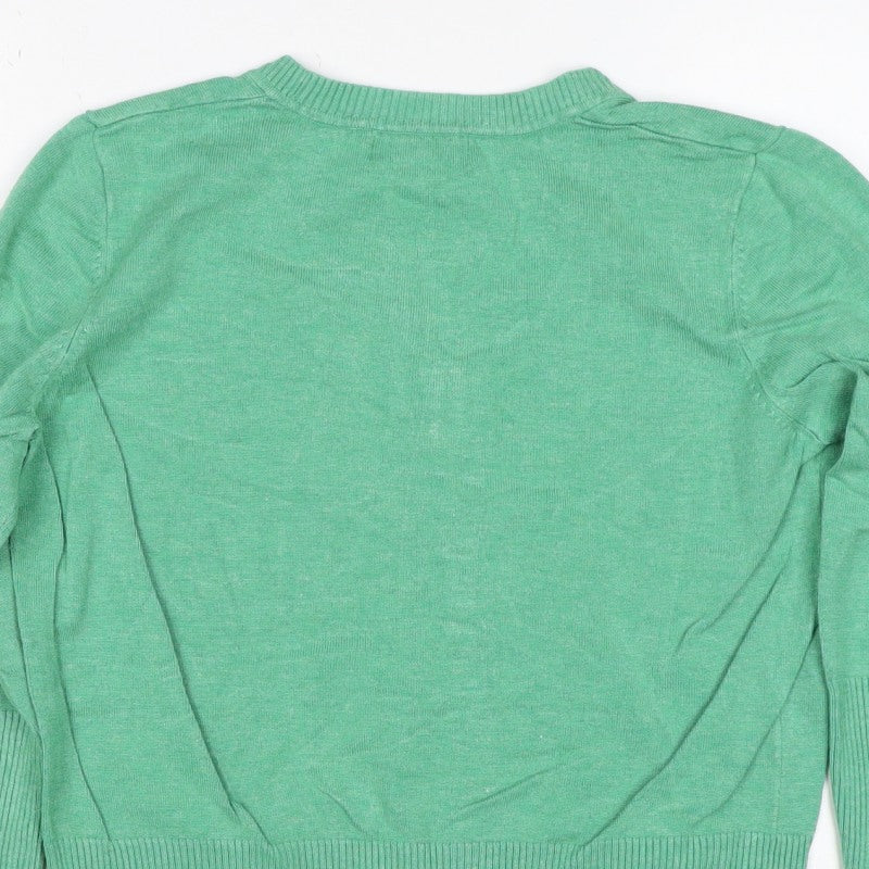John Lewis Woman Green V-Neck Button Cardigan Size 16 Pockets