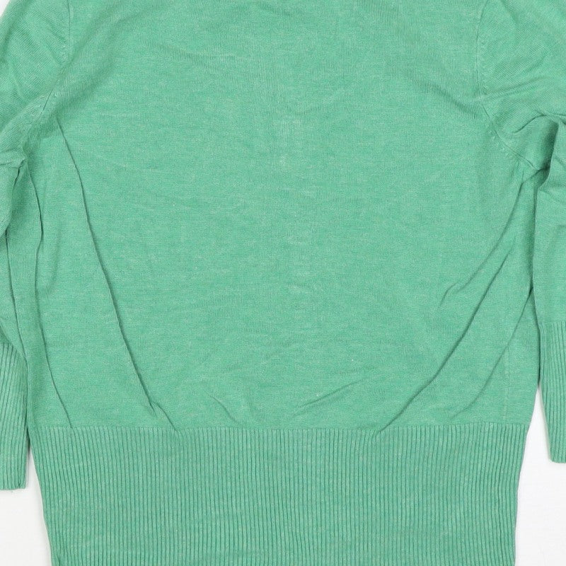 John Lewis Woman Green V-Neck Button Cardigan Size 16 Pockets