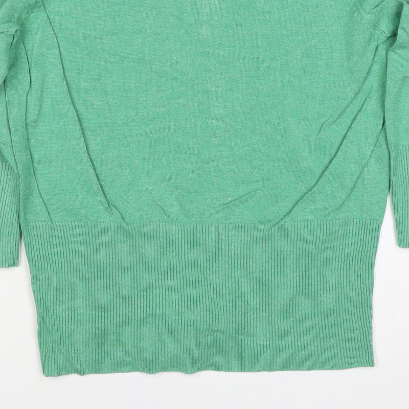 John Lewis Woman Green V-Neck Button Cardigan Size 16 Pockets