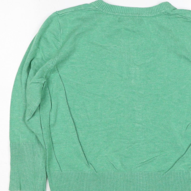 John Lewis Woman Green V-Neck Button Cardigan Size 16 Pockets