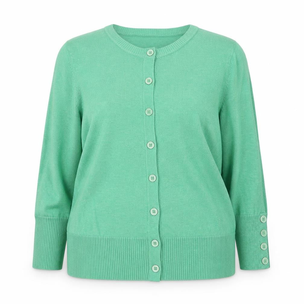 John Lewis Woman Green V-Neck Button Cardigan Size 16 Pockets