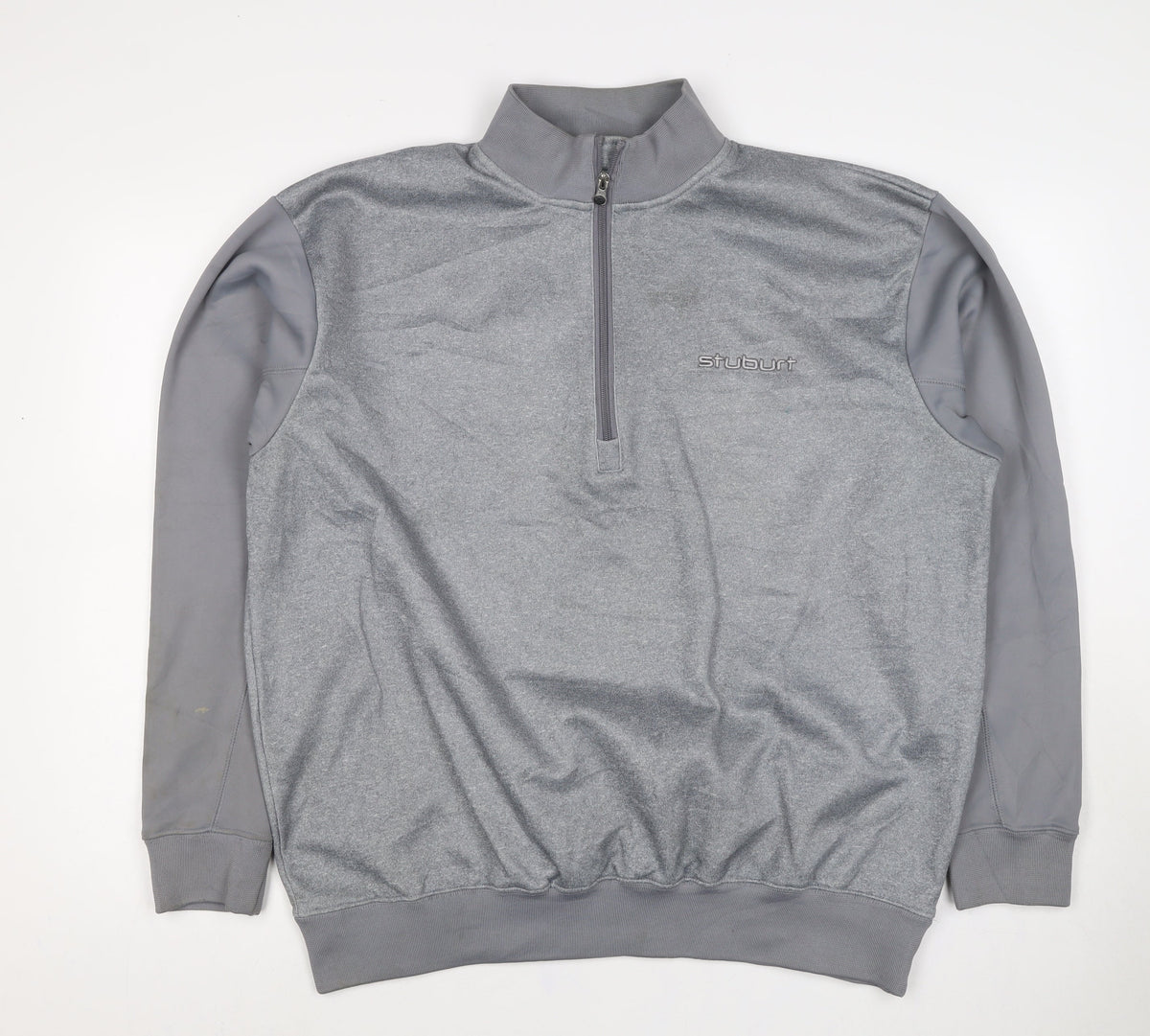Stuburt Men’s Grey XL 1/4 Zip Golf Sweatshirt Mock Neck