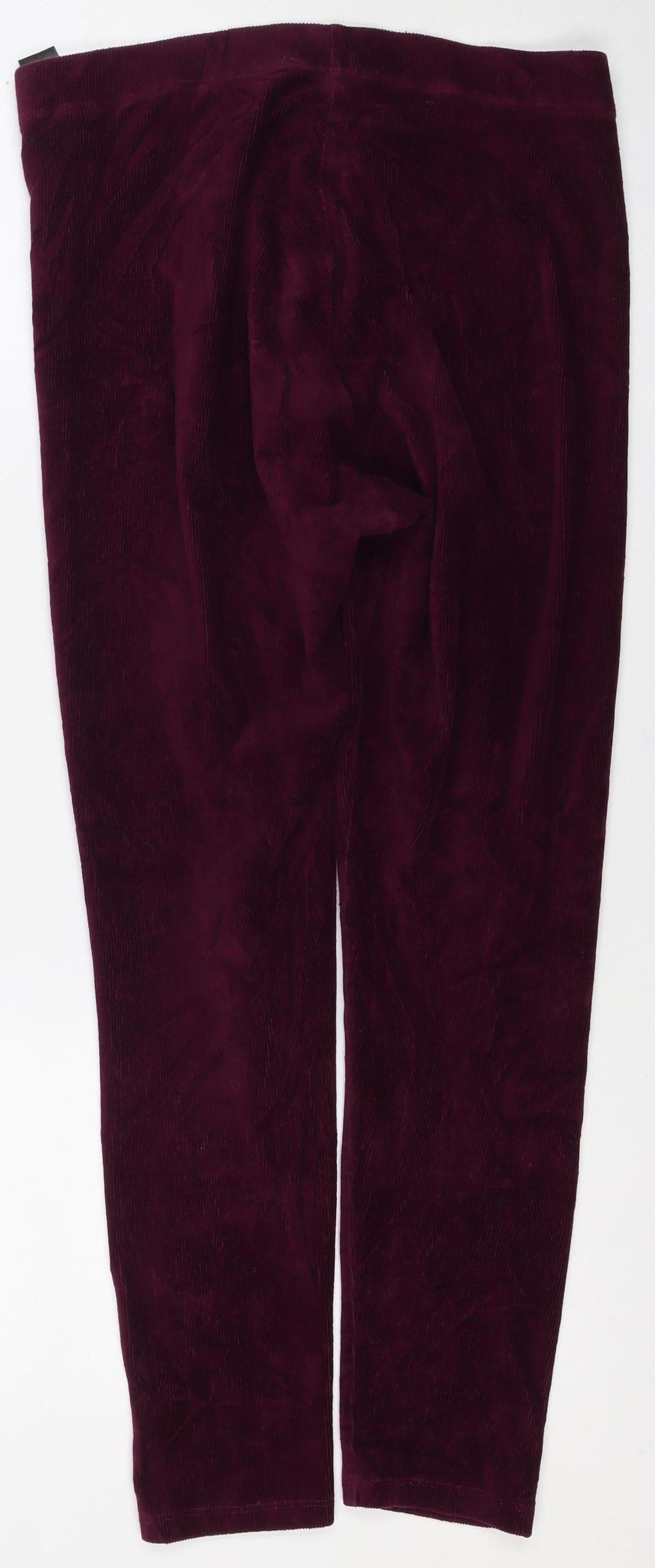 M&S Women’s Purple Corduroy Stretch Leggings UK 12 Short
