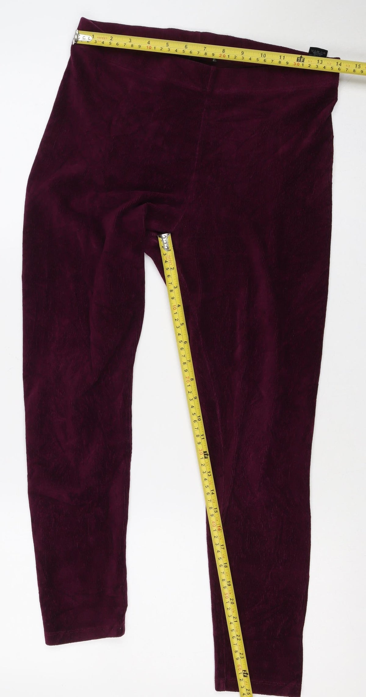 M&S Women’s Purple Corduroy Stretch Leggings UK 12 Short