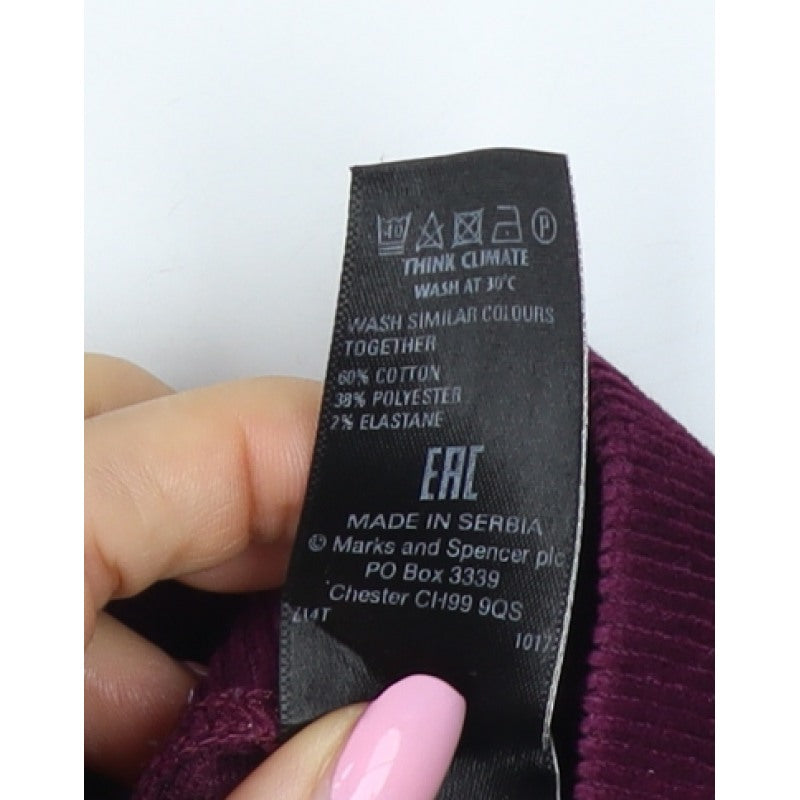 M&S Women’s Purple Corduroy Stretch Leggings UK 12 Short