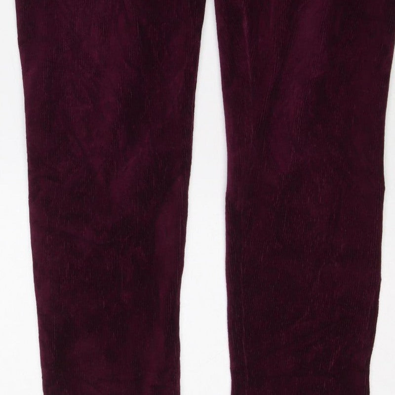 M&S Women’s Purple Corduroy Stretch Leggings UK 12 Short