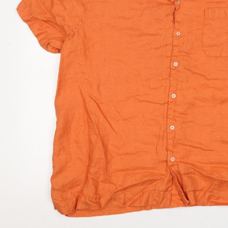 M&S Men’s Orange 3XL Pure Linen Short Sleeve Button-Up Shirt