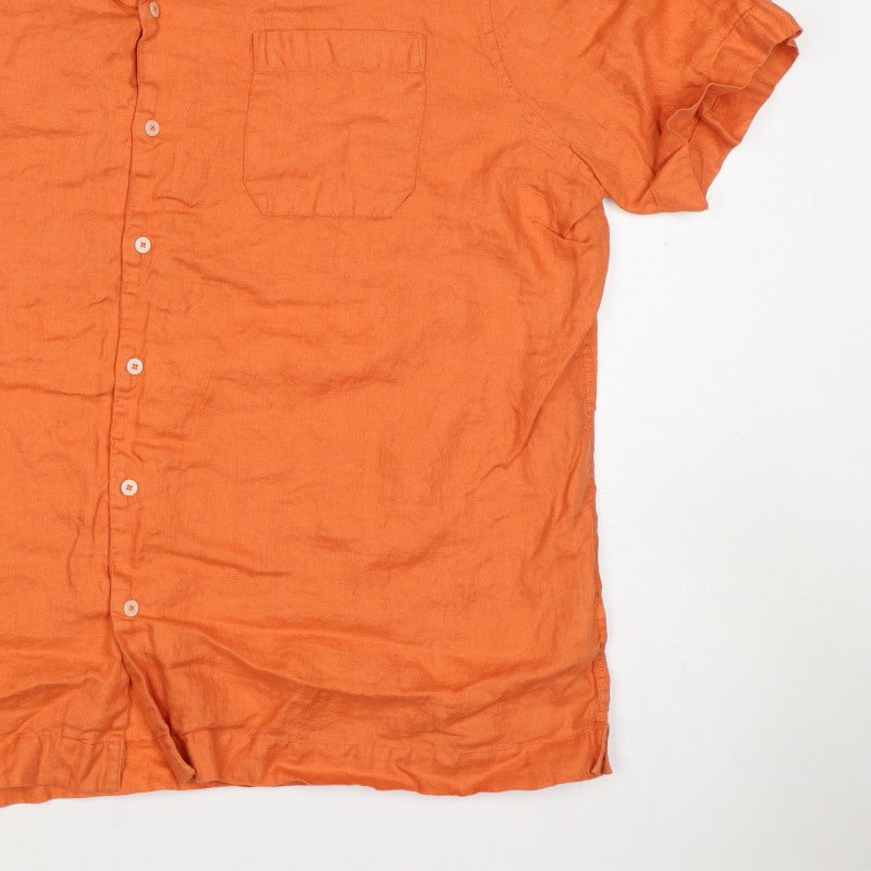 M&S Men’s Orange 3XL Pure Linen Short Sleeve Button-Up Shirt
