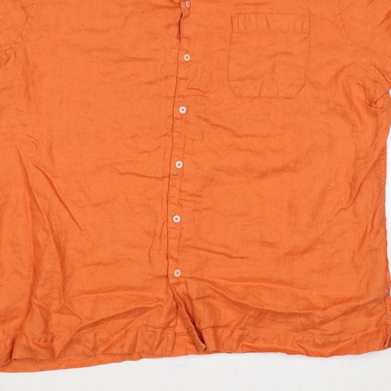 M&S Men’s Orange 3XL Pure Linen Short Sleeve Button-Up Shirt