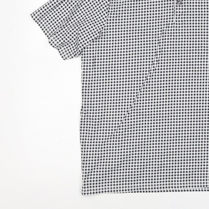 Marks and Spencer Men’s Black White Gingham Cotton Polo Shirt M