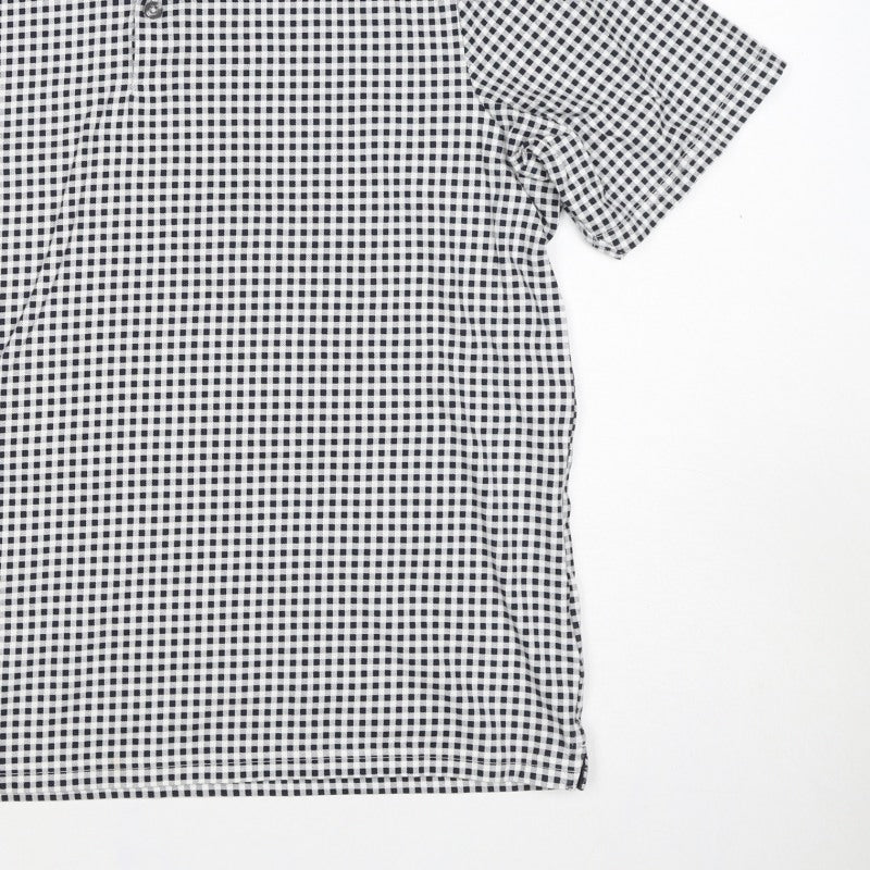 Marks and Spencer Men’s Black White Gingham Cotton Polo Shirt M